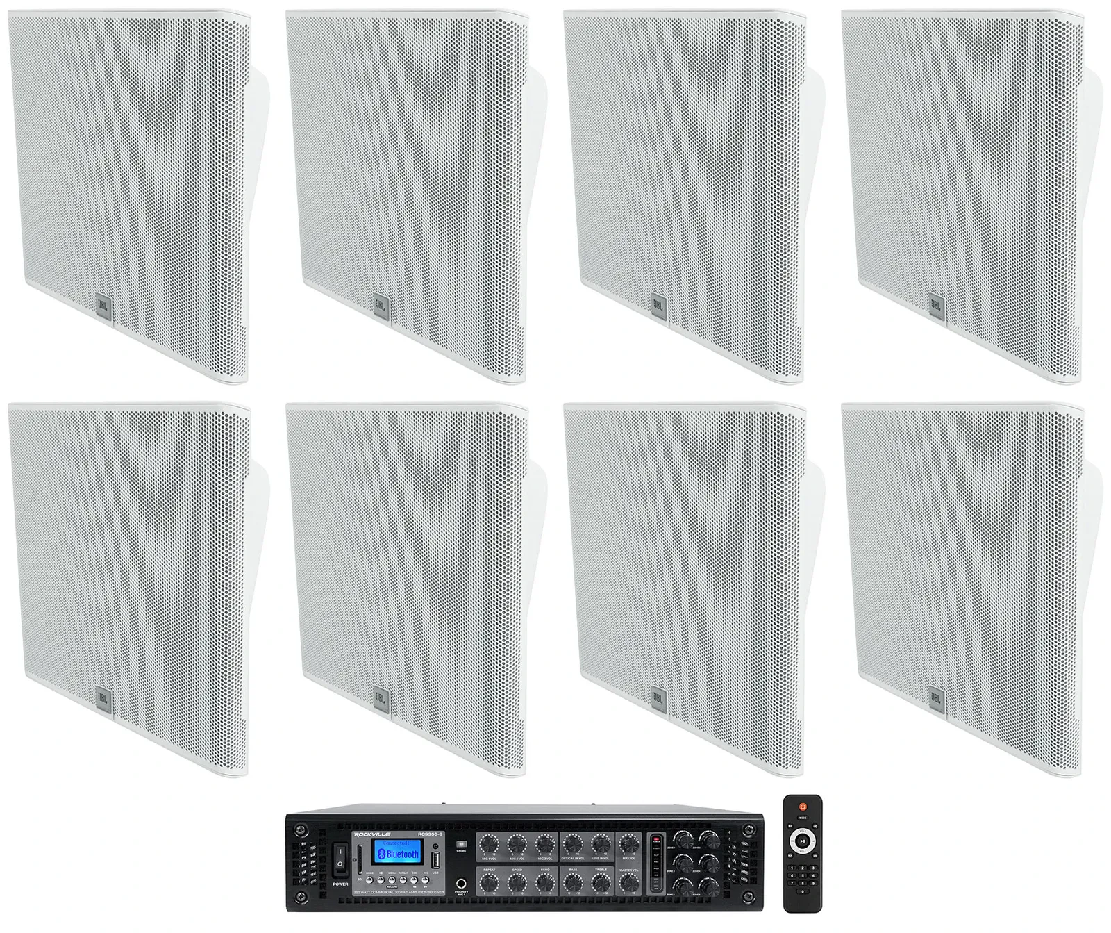 Комплект акустики JBL SLP14/T-WH + RCS350-6 4", 70V, низкопрофильная настенная, белый (набор, 4 колонки + усилитель)