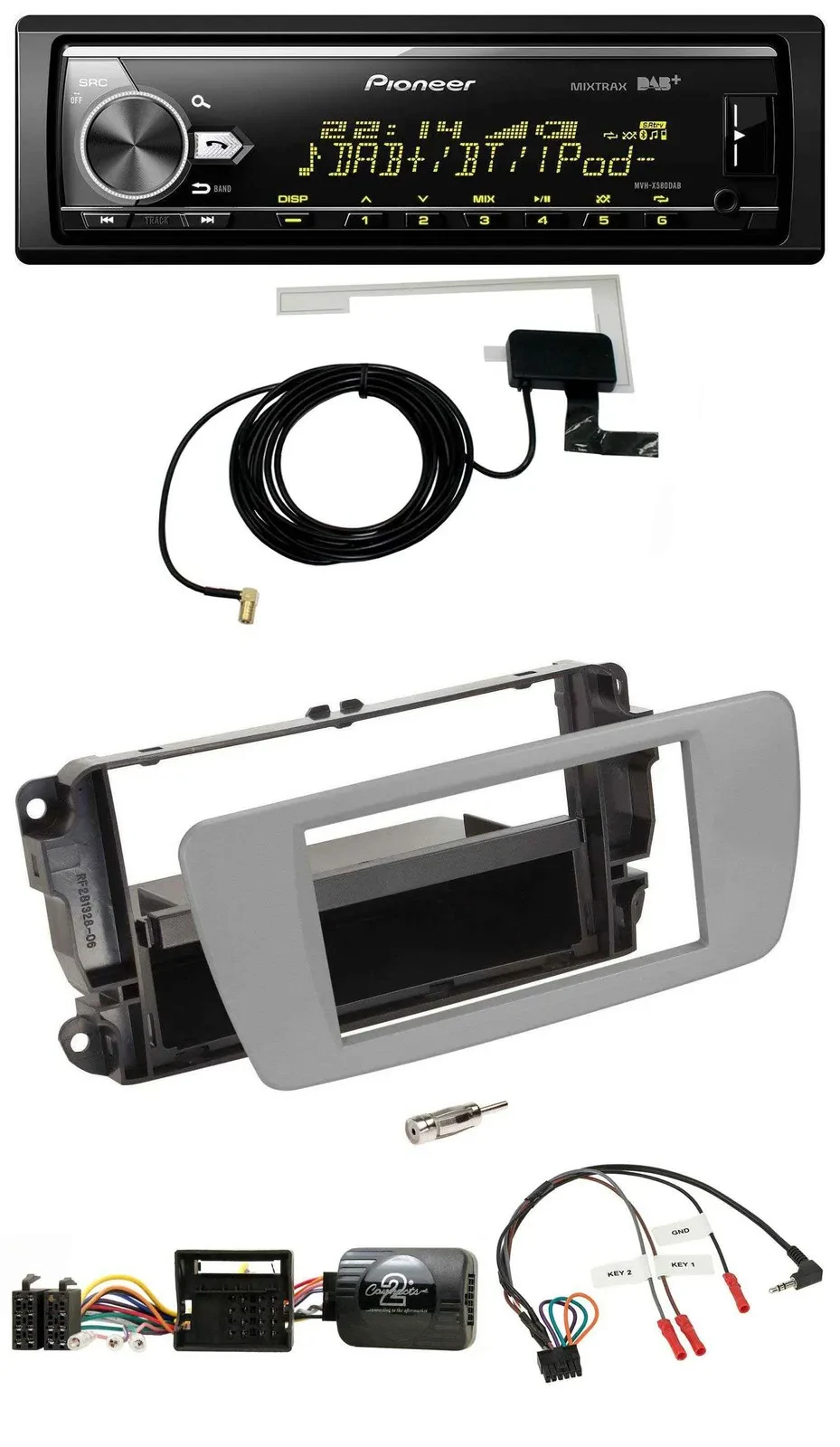 Автомагнитола Pioneer Bluetooth DAB USB для Seat Ibiza, серый Dublingrau