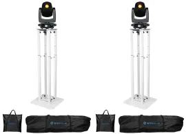 (2) Eliminator Lighting ADJ Stryker Spot LED Moving Head Lights+Totem Stands