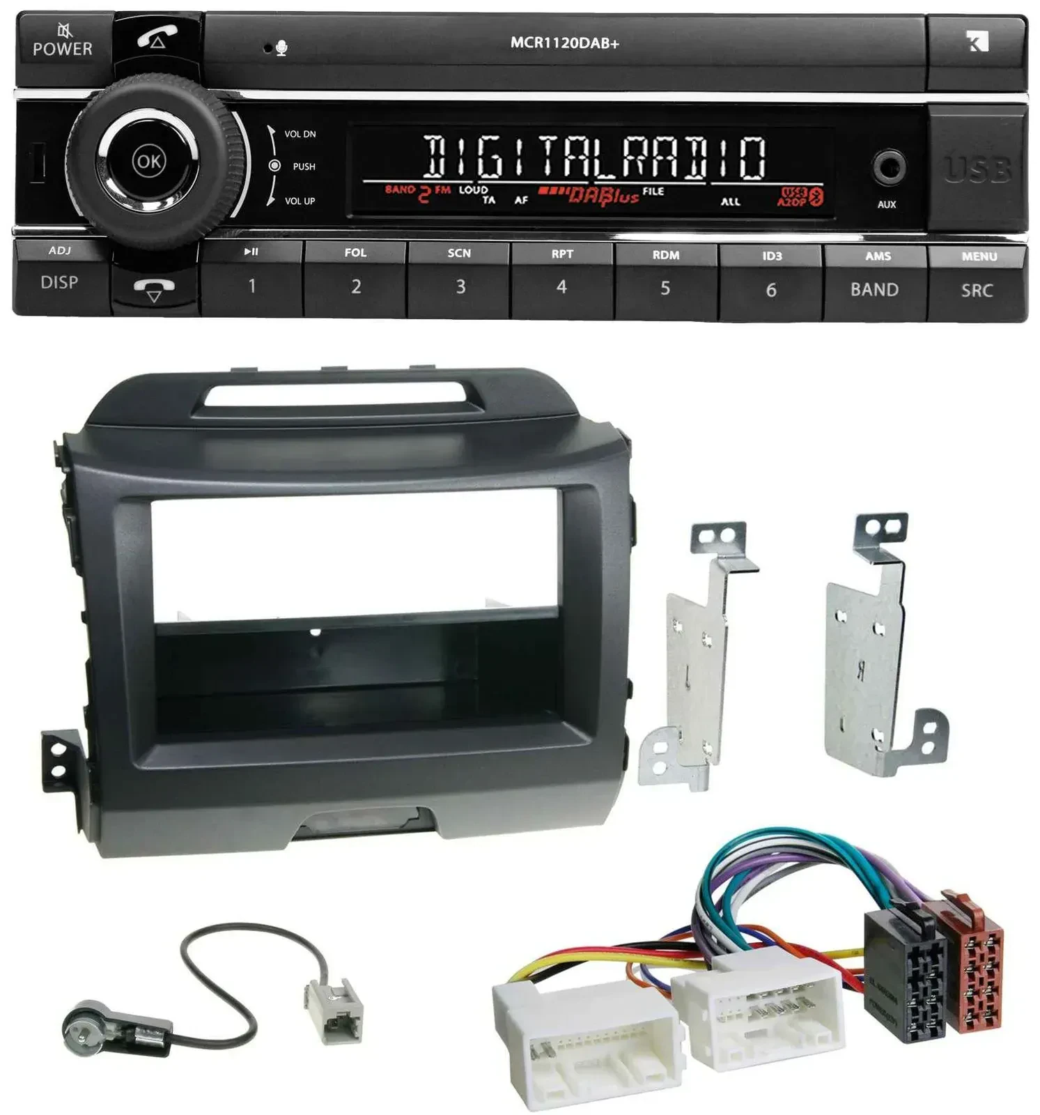 Kienzle Bluetooth MP3 USB DAB Autoradio für Kia Sportage 3 SL 10-15 schwarz