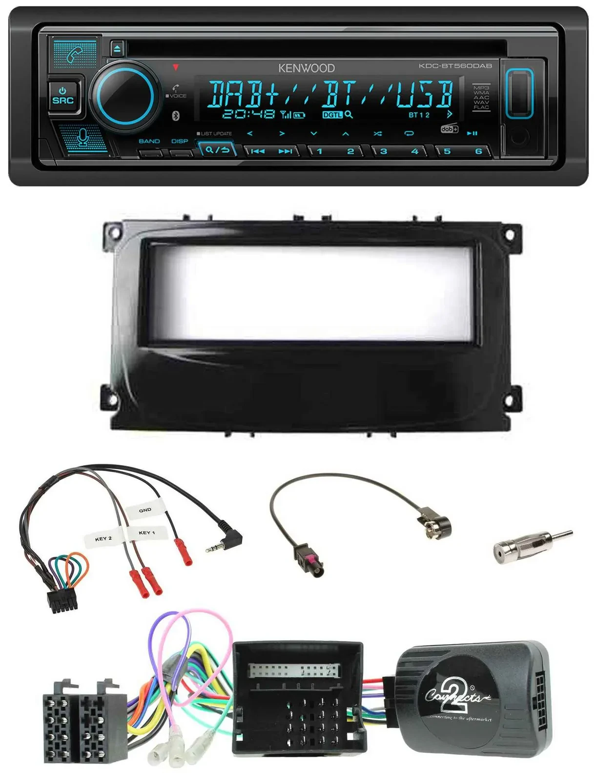 Kenwood Bluetooth DAB CD Lenkrad USB Autoradio für Ford Mondeo S-Max Can-Bus 07-