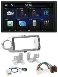 Автомагнитола для Toyota Yaris Alpine 2DIN Bluetooth DAB USB MP3 2011–2014 серебристая