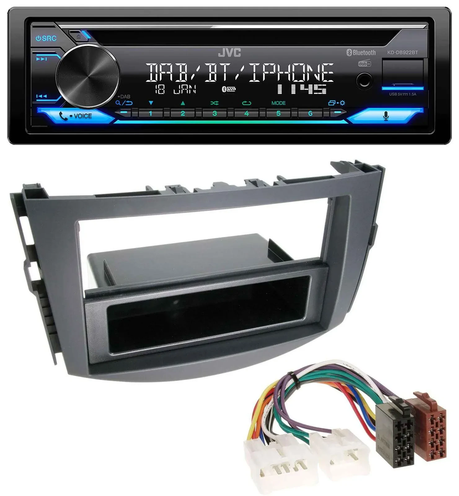 JVC Bluetooth MP3 USB DAB CD Autoradio für Toyota RAV-4 (ab 2006)