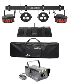 Chauvet DJ GigBAR Flex w/ 2) Derby+2) Par Can Lights+Footswitch+LED Fog Machine