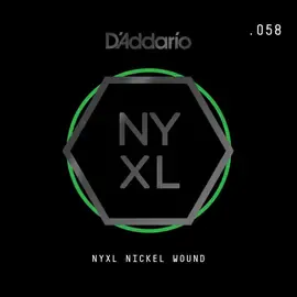 Струна для электрогитары D'Addario NYNW058 NYXL Nickel Wound Singles, сталь никелированная, калибр 58