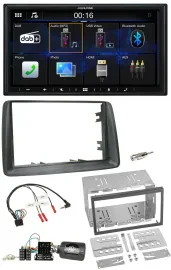 Alpine Bluetooth 2DIN Lenkrad DAB USB Autoradio für Fiat Panda 2007-2012 grau
