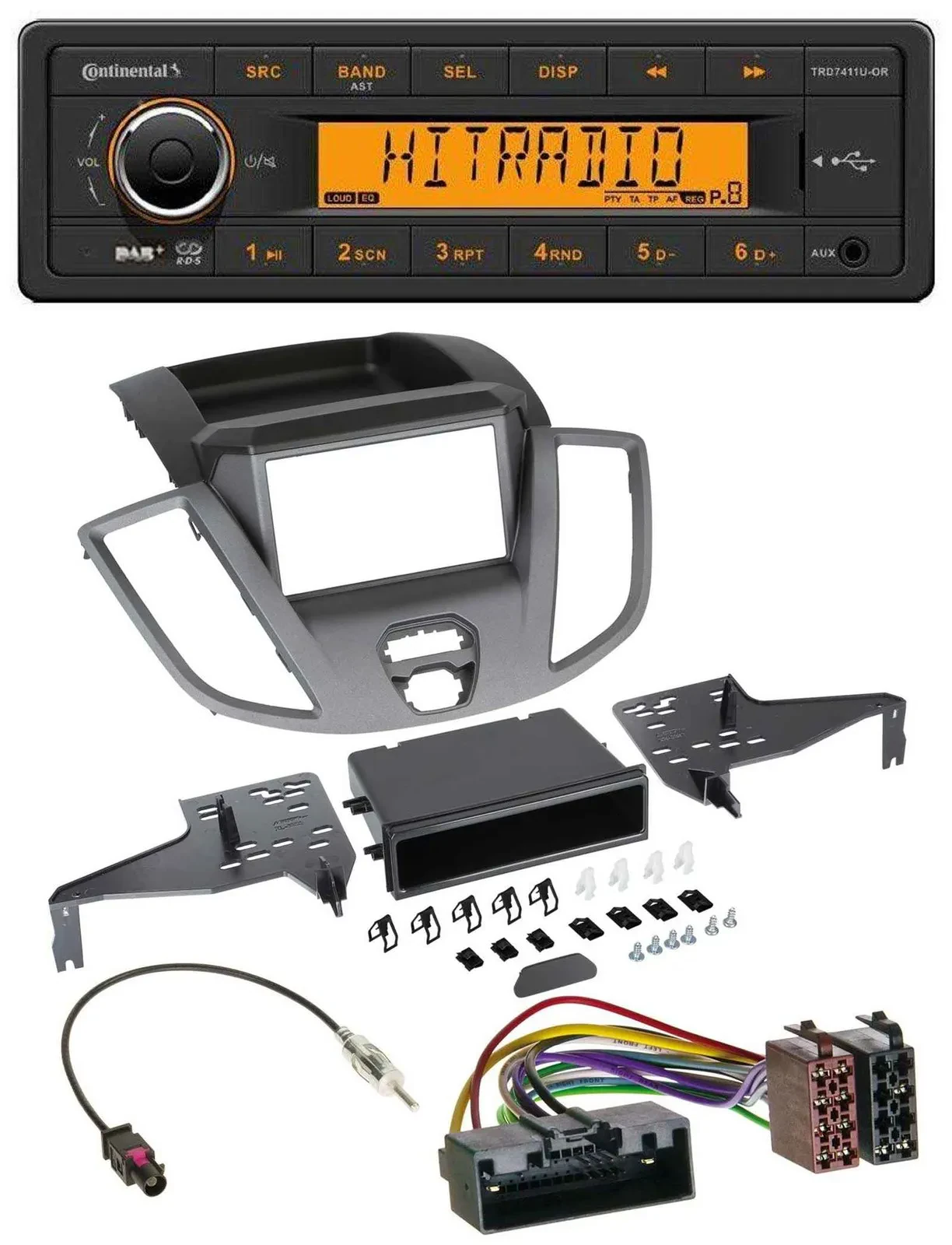 Continental 1DIN DAB MP3 AUX USB Autoradio für Ford Transit V363 (2014-2018)