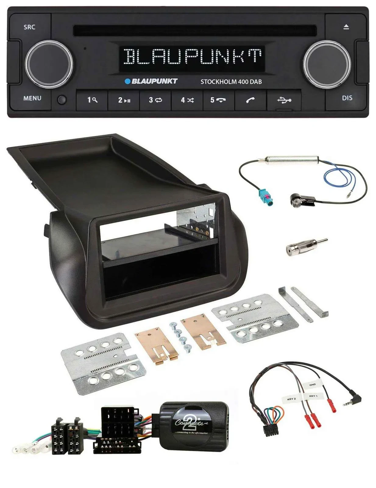Blaupunkt Lenkrad Bluetooth DAB CD USB Autoradio für Citroen Nemo Peugeot Bipper