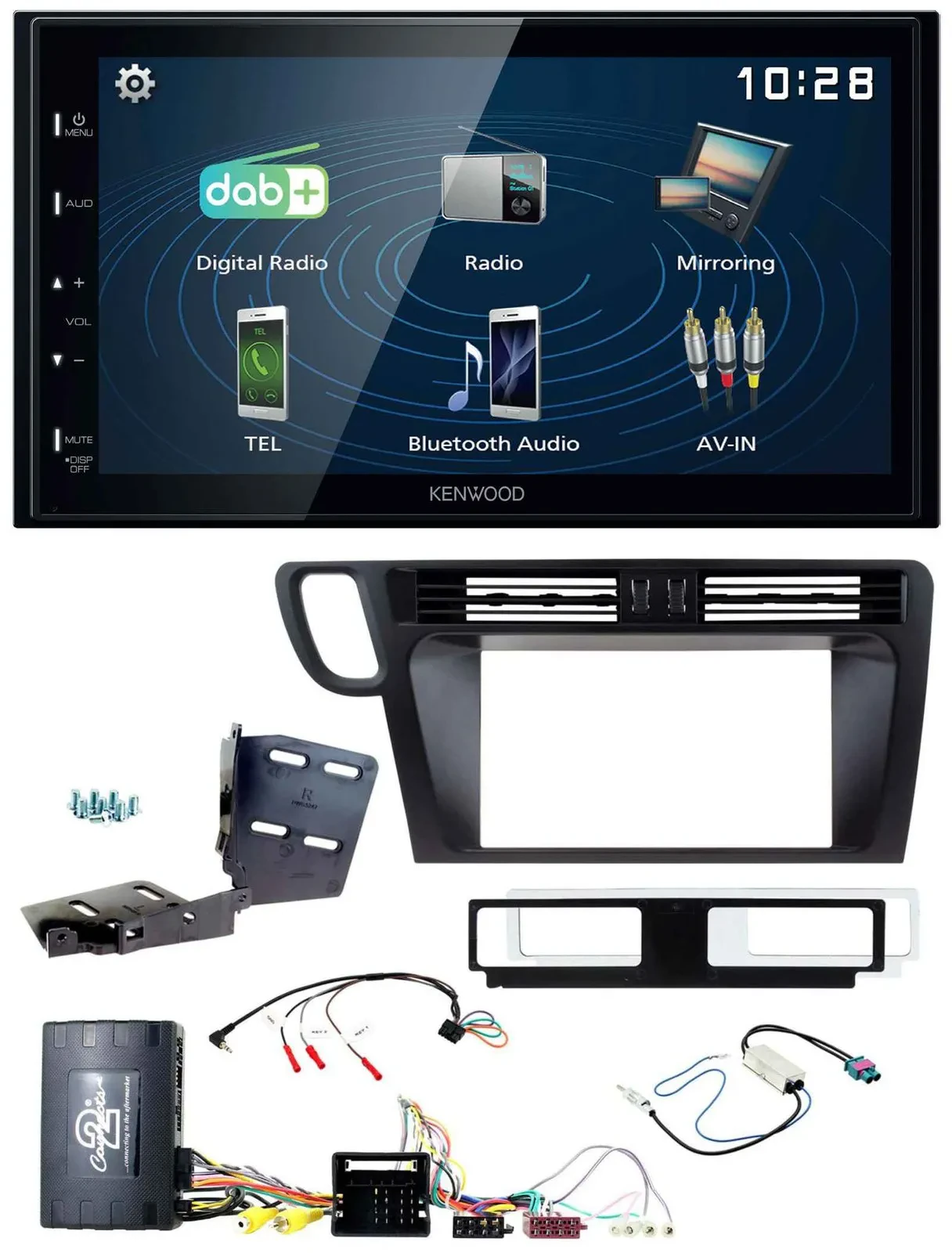 Kenwood 2DIN Bluetooth Lenkrad USB DAB Autoradio für Audi Q5 8R 08-17 Infoadapte