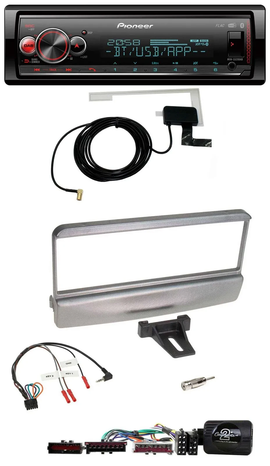 Pioneer Bluetooth DAB USB Lenkrad Autoradio für Ford Mondeo 2000-2002 silber