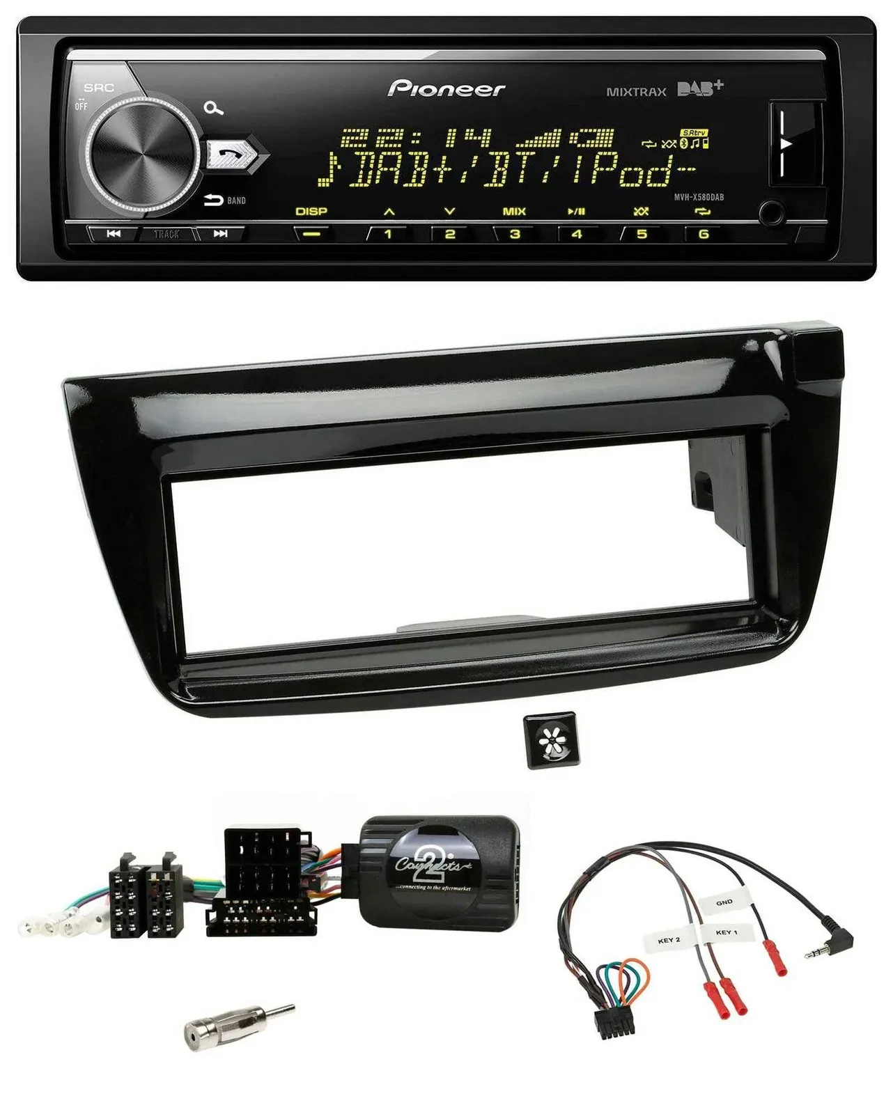 Pioneer Bluetooth USB DAB Lenkrad Autoradio für Fiat Doblo 2012-2015 piano