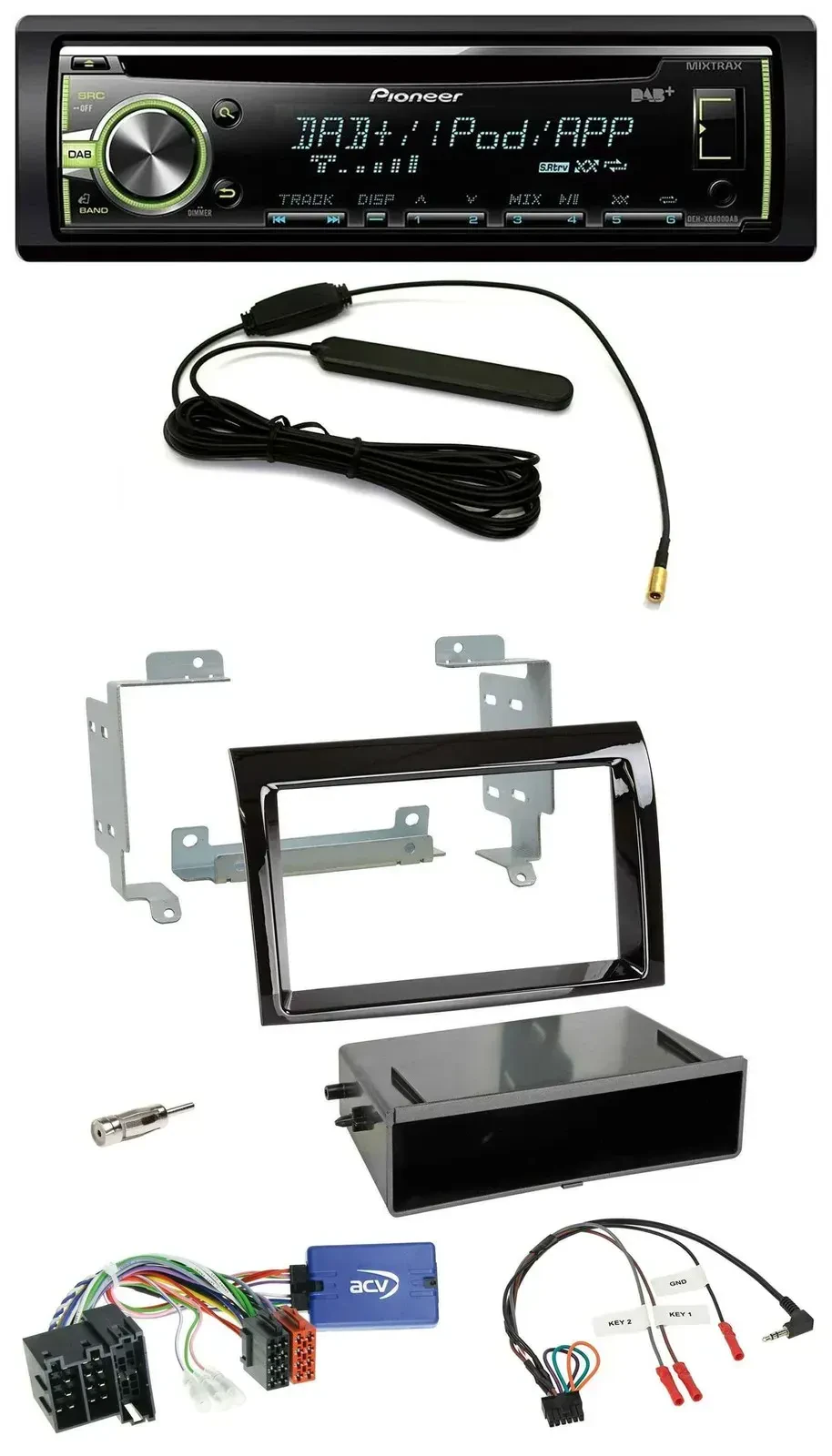 Автомагнитола Pioneer CD/MP3, USB, DAB для Fiat Ducato 2008–2011, поддержка кнопок на руле, цвет черный (piano black)