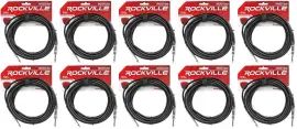 Инструментальный кабель Rockville RCGT20B Black 6.1 м (10 штук)