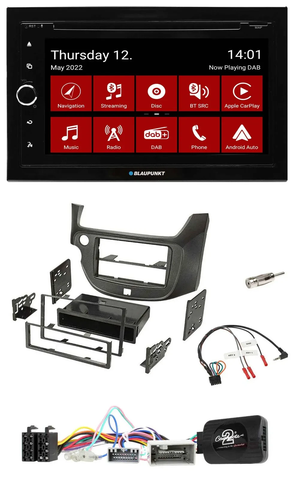 Автомагнитола для Honda Jazz (с 2014) Blaupunkt 2DIN Bluetooth USB DAB TMC навигация, управление с руля