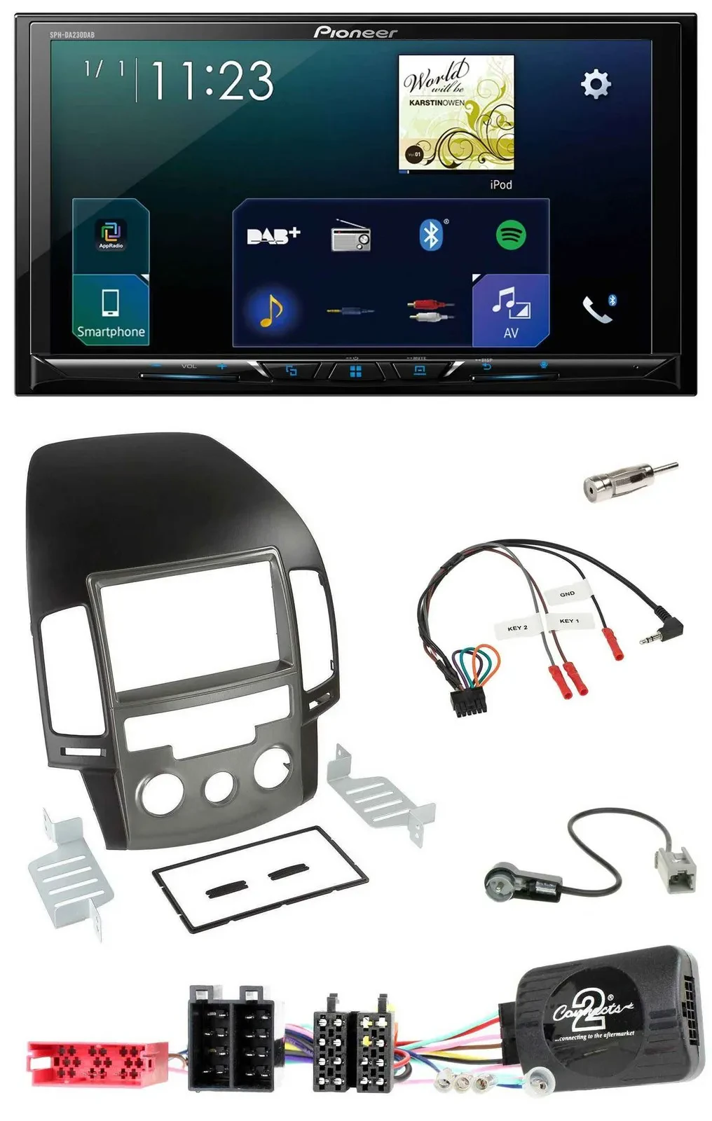 Автомагнитола для Hyundai i30 Pioneer 2DIN, DAB, Bluetooth, USB