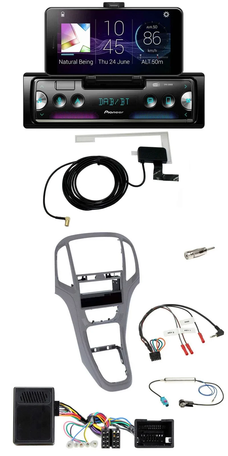 Pioneer DAB Bluetooth Lenkrad USB Autoradio für Opel Astra J ab 2009 Titan grau