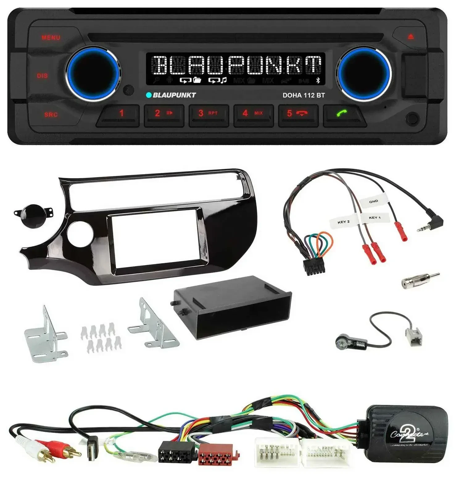 Blaupunkt Lenkrad MP3 CD Bluetooth USB Autoradio für Kia Rio UB ab 03/2015 piano