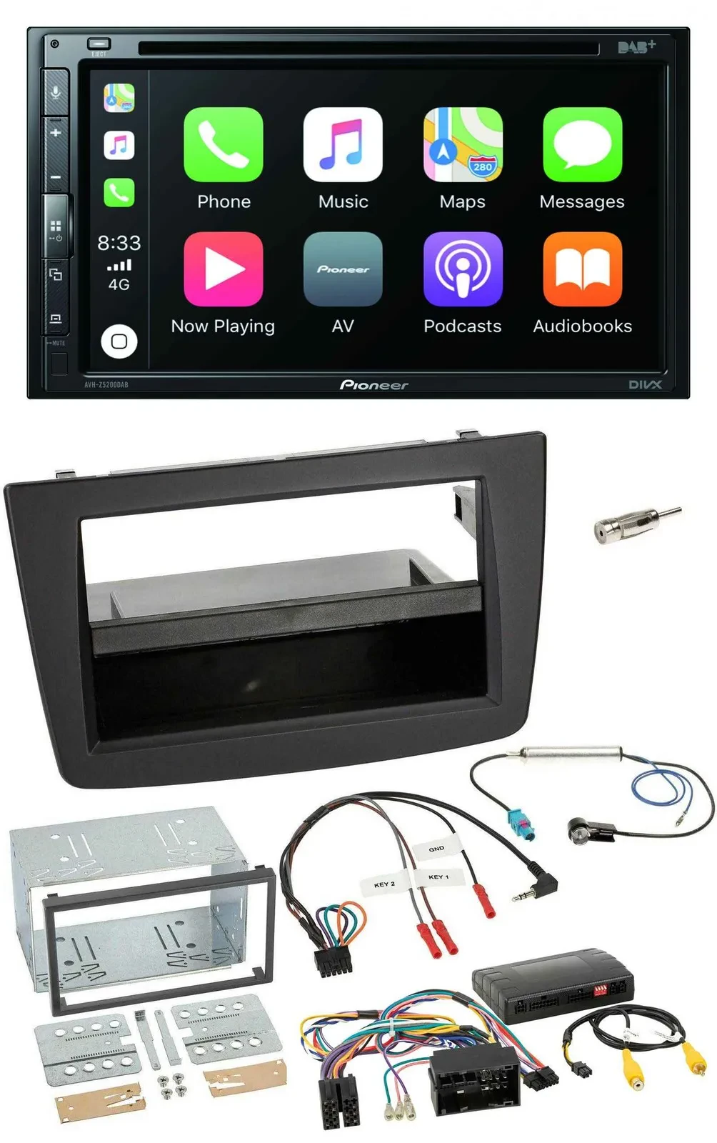 Pioneer DVD 2DIN Lenkrad DAB Bluetooth USB Autoradio für Alfa Romeo Mito 14-18 I