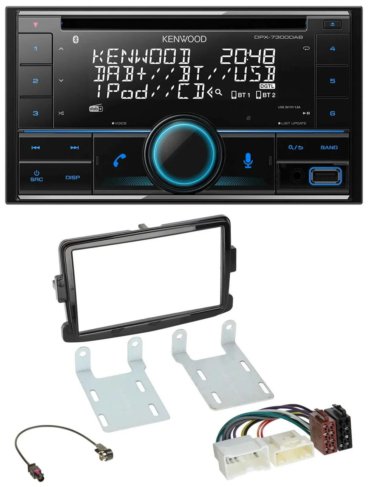 Автомагнитола Kenwood 2-DIN CD DAB USB MP3 Bluetooth для Dacia Dokker/Logan/Duster