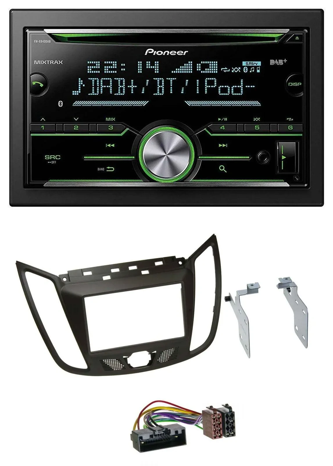 Pioneer Bluetooth MP3 DAB 2DIN USB CD Autoradio für Ford C-Max (ab 10) braun