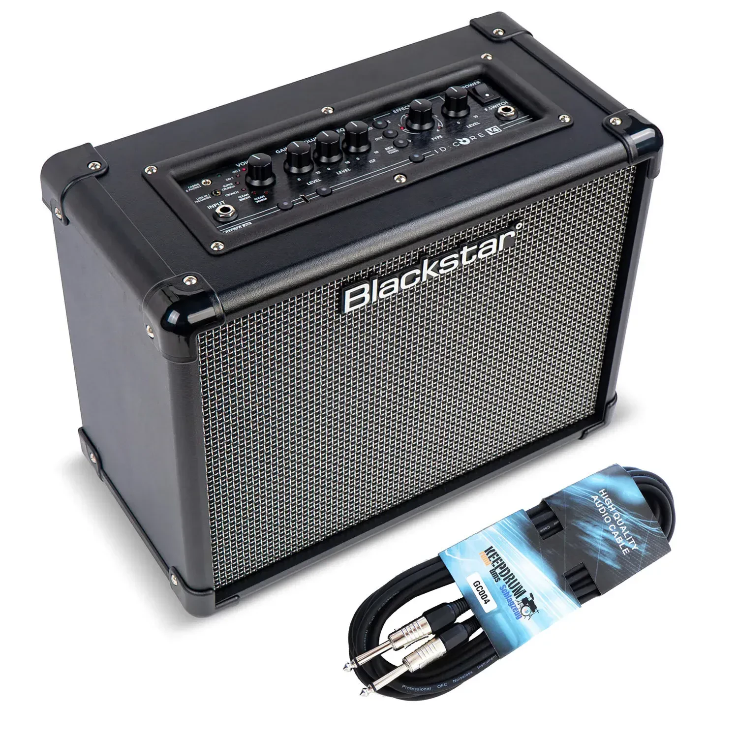 Blackstar ID Core 20 V4 Gitarren-Verstärker Combo Amp mit keepdrum Klinkenkabel
