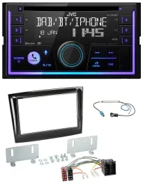 Автомагнитола JVC 2-DIN DAB Bluetooth CD MP3 USB для Fiat Doblo (с 2015), цвет черный глянец