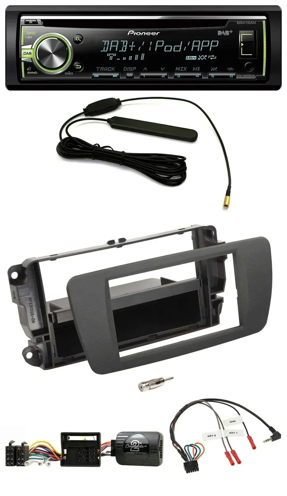 Автомагнитола Pioneer MP3 USB CD DAB для Seat Ibiza, серый, поддержка управления с руля