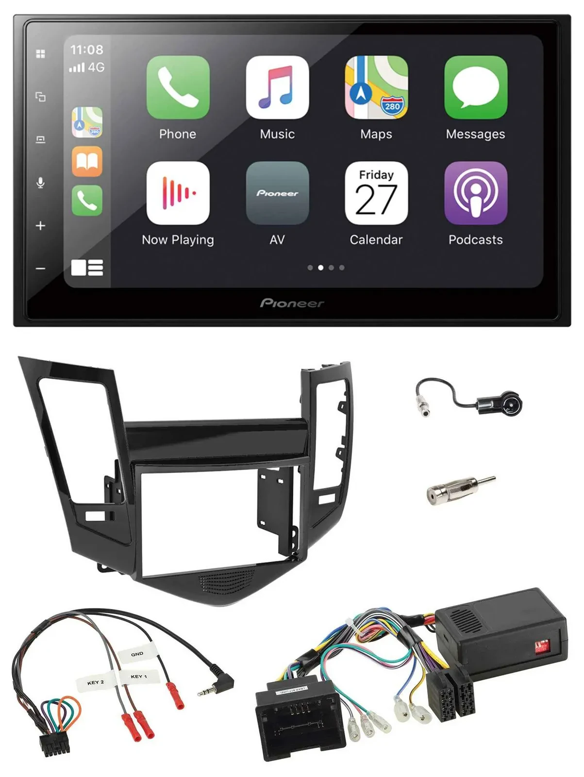 Pioneer Lenkrad Bluetooth DAB 2DIN USB Autoradio für Chevrolet Cruze 05/2009-201