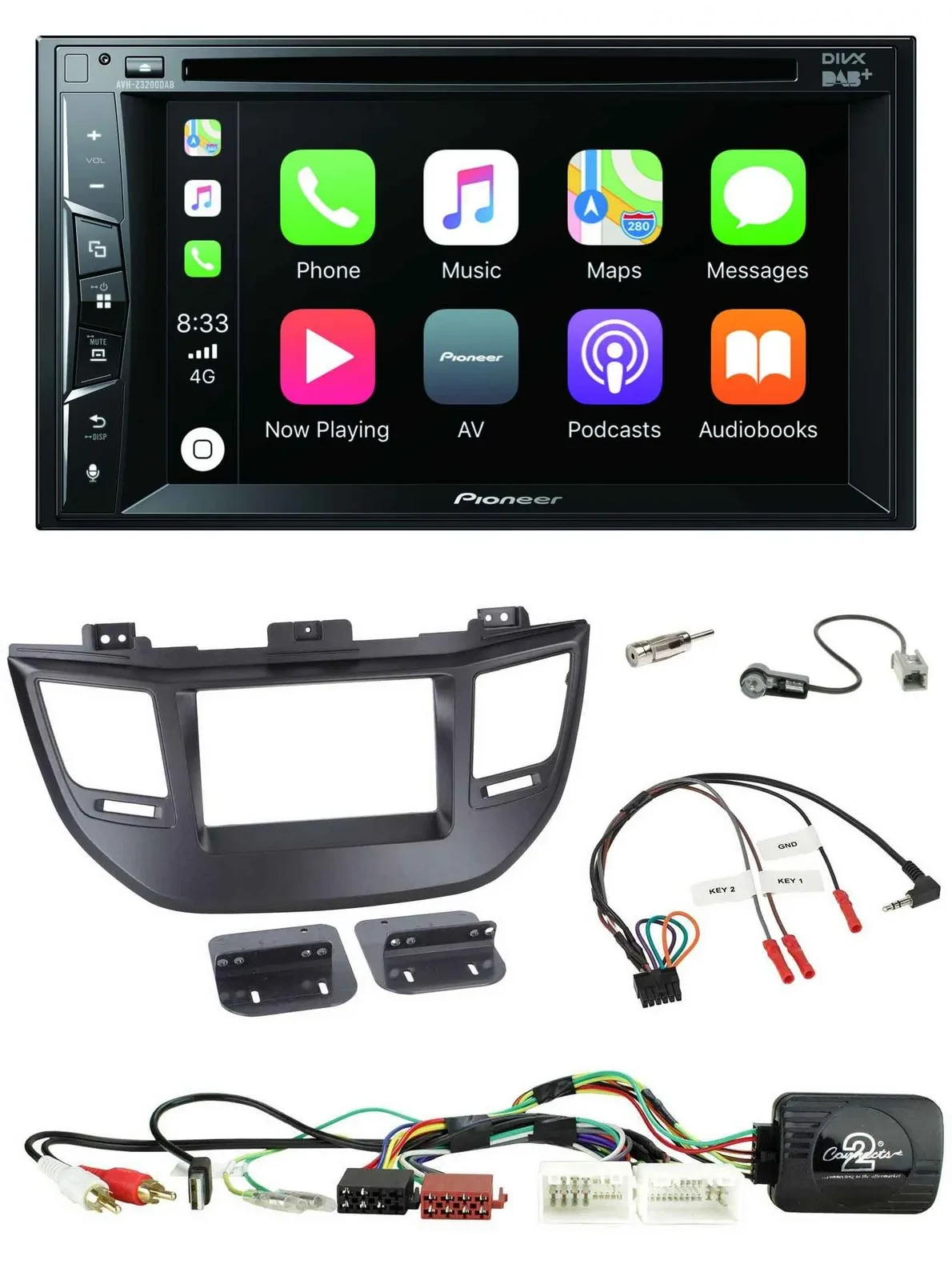 Pioneer Lenkrad USB DVD Bluetooth DAB 2DIN Autoradio für Hyundai Tucson 15-20 sc