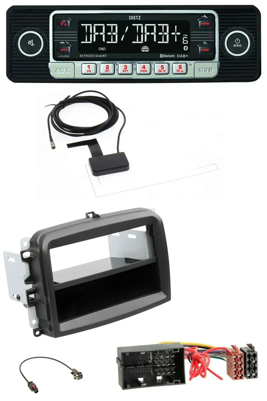 Dietz DAB Bluetooth USB MP3 Autoradio für Fiat 500 L (ab 2012)