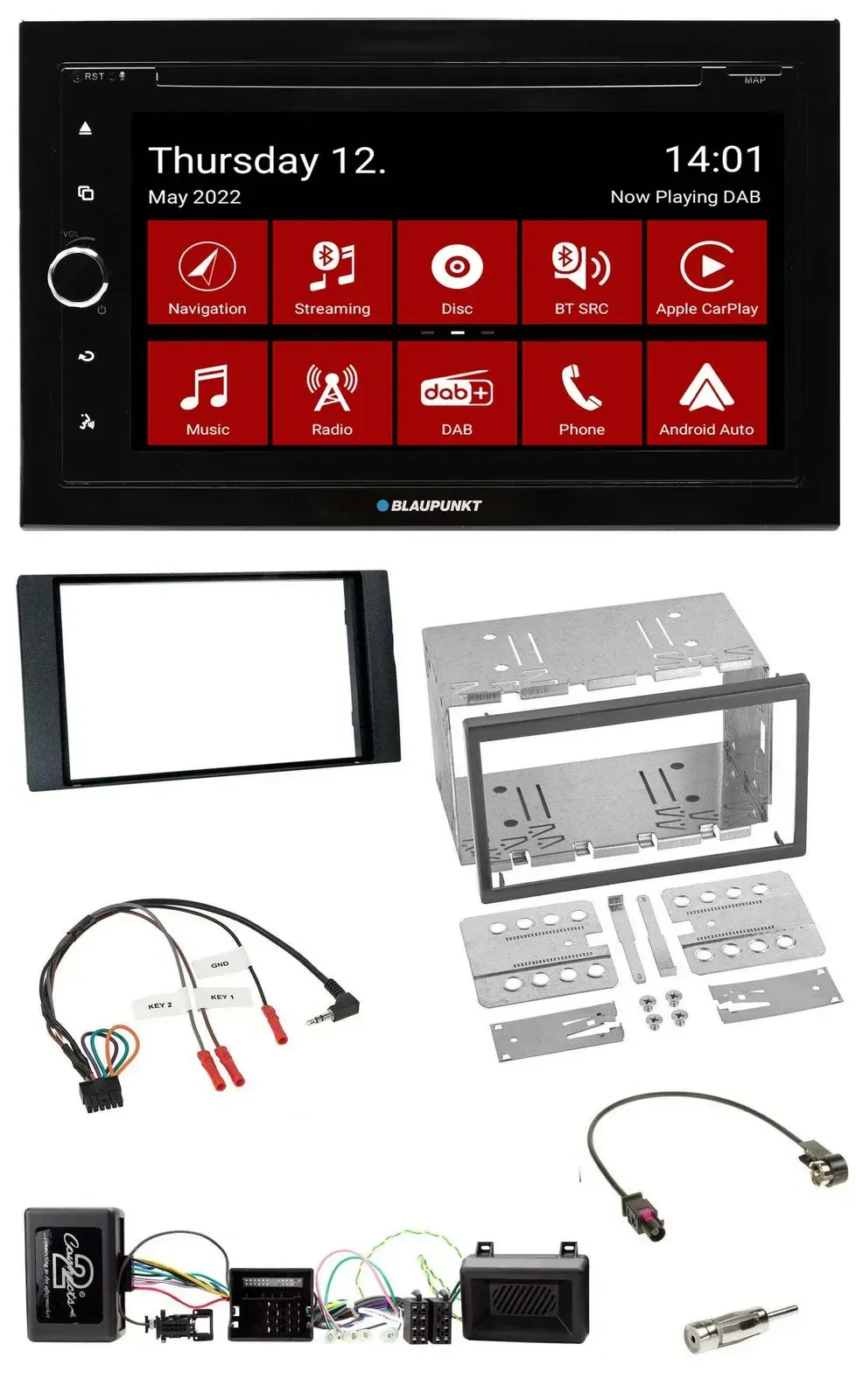 Blaupunkt 2DIN Lenkrad Bluetooth USB TMC DAB Navigation für Ford Kuga 2008-12 sc