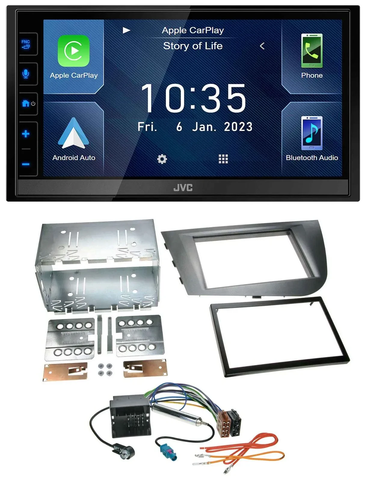 JVC DAB Bluetooth MP3 USB 2DIN Autoradio für Seat Leon 2005-2009 silber