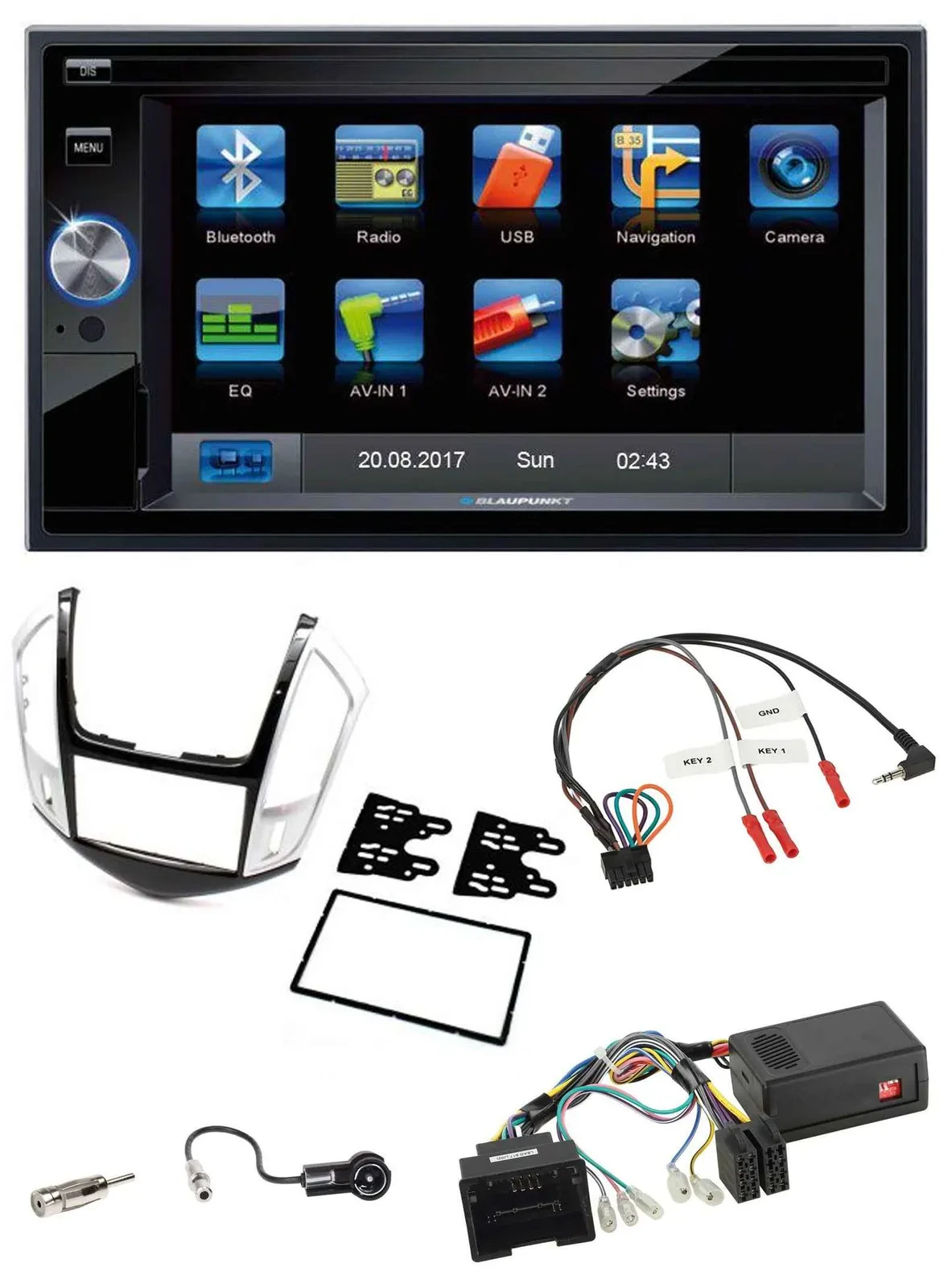 Автомагнитола для Chevrolet Cruze Blaupunkt 2DIN, навигация, Bluetooth, USB, TMC