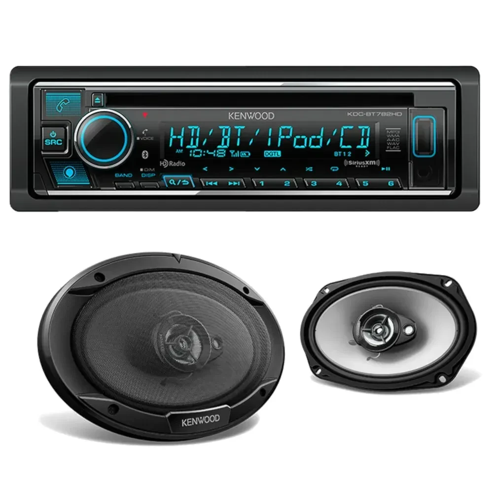 Комплект автозвука Kenwood KDC-BT782HD + KFC-6966S Single-DIN CD, Bluetooth, 6x9" коаксиальные динамики (набор)