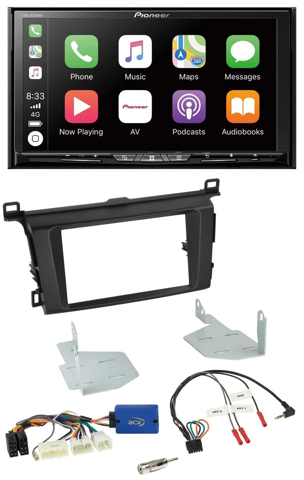 Pioneer 2DIN Lenkrad USB DAB DVD Bluetooth Autoradio für Toyota RAV 4 ab 2013