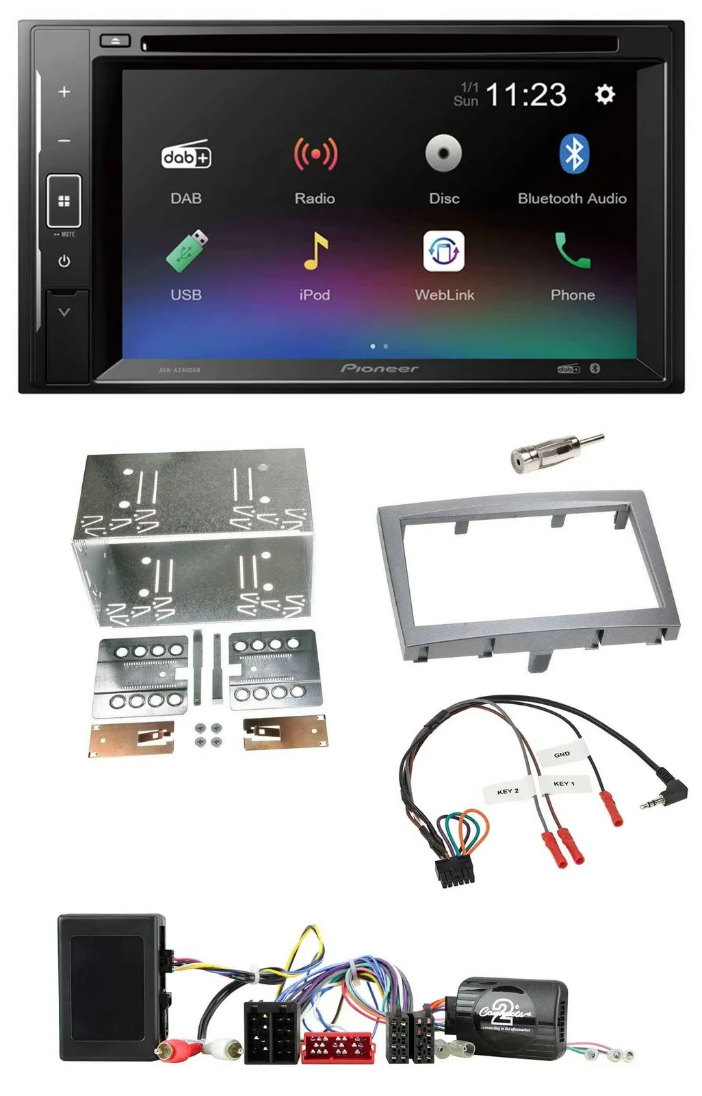 Автомагнитола Pioneer 2 DIN, Bluetooth, USB, DAB, DVD