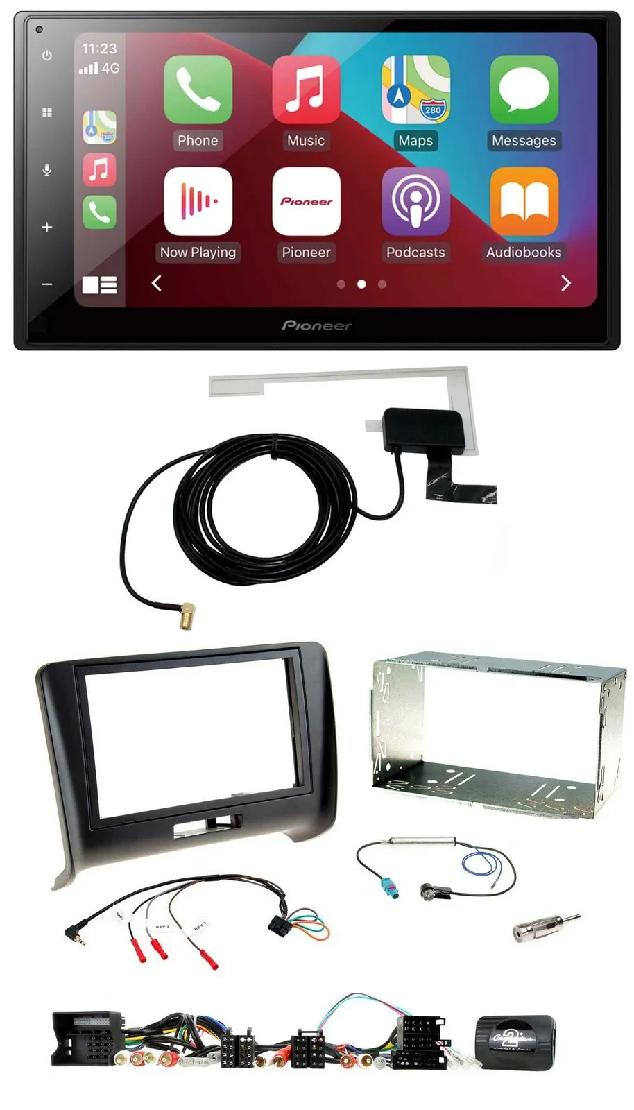 Автомагнитола для Audi TT (2006–2014) Pioneer 2 DIN, USB, Bluetooth, DAB, совместима с управлением на руле