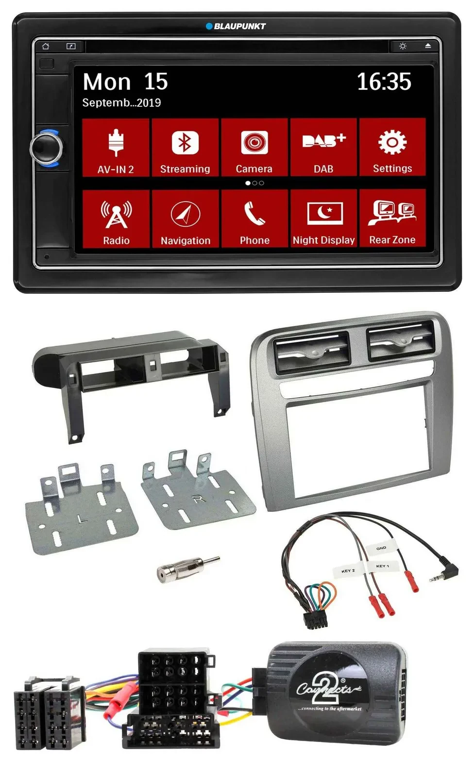 Blaupunkt TMC USB Lenkrad Bluetooth DAB 2DIN Navigation für Fiat GrandePunto 05-