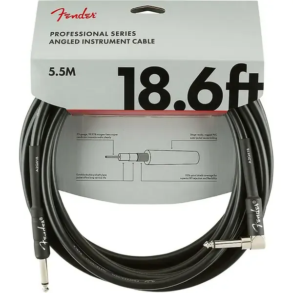 Инструментальный кабель Fender Professional Series Straight to Angle Instrument Cable 18.6 ft. Black