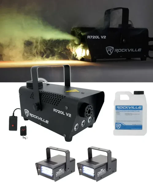 Rockville R720L LED Fog/Smoke Machine + (2) MINI STROBE LED (replaces CH-730)