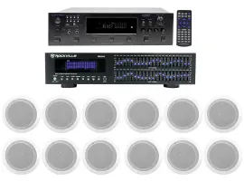 Technical Pro 6000w 6-Zone, Home Theater Bluetooth Receiver+12) 6.5" Speakers+EQ