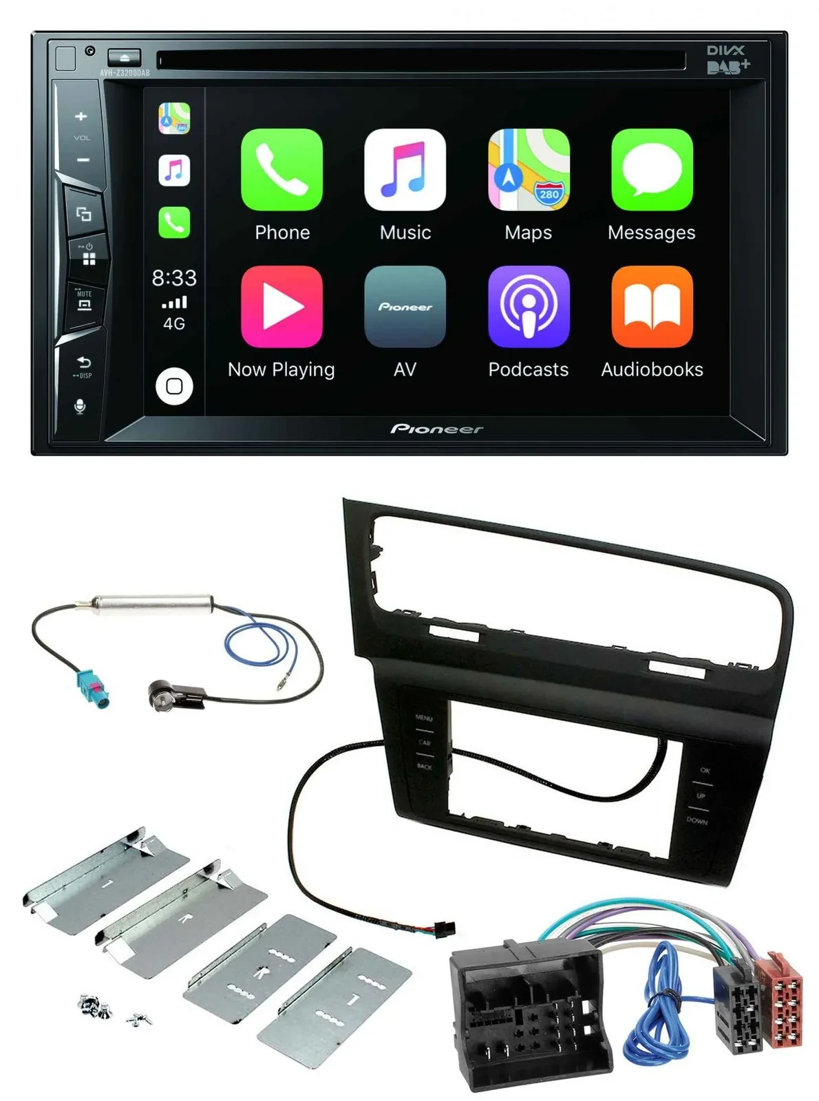 Pioneer MP3 USB DVD Bluetooth DAB 2DIN Autoradio für VW Golf VII (ab 11/2012)