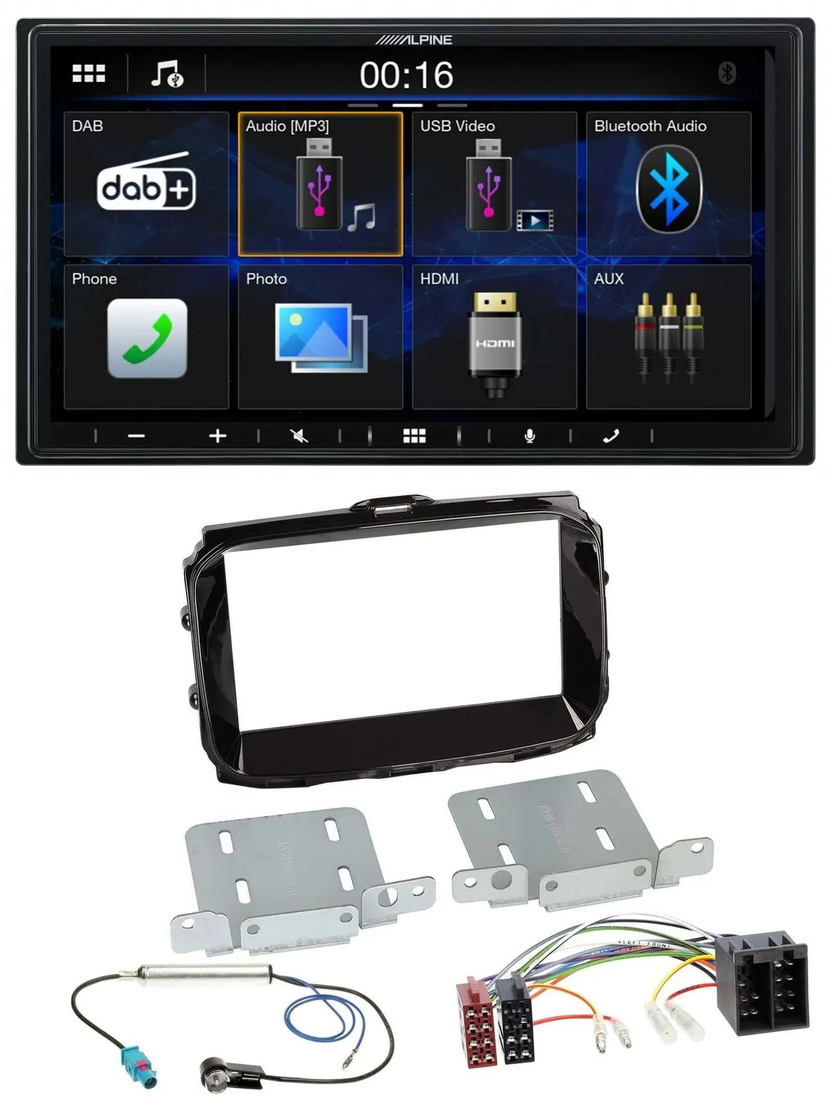 Alpine Bluetooth 2DIN MP3 DAB USB Autoradio für Alfa Romeo ISO ab 2013 piano