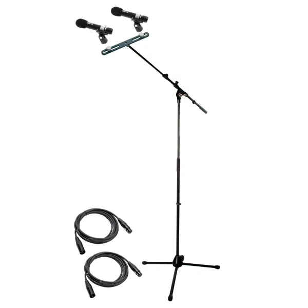 Pro Kondensatormikrofon-Set, 2 Mikros, Stativ, Stereoschiene, Stahl