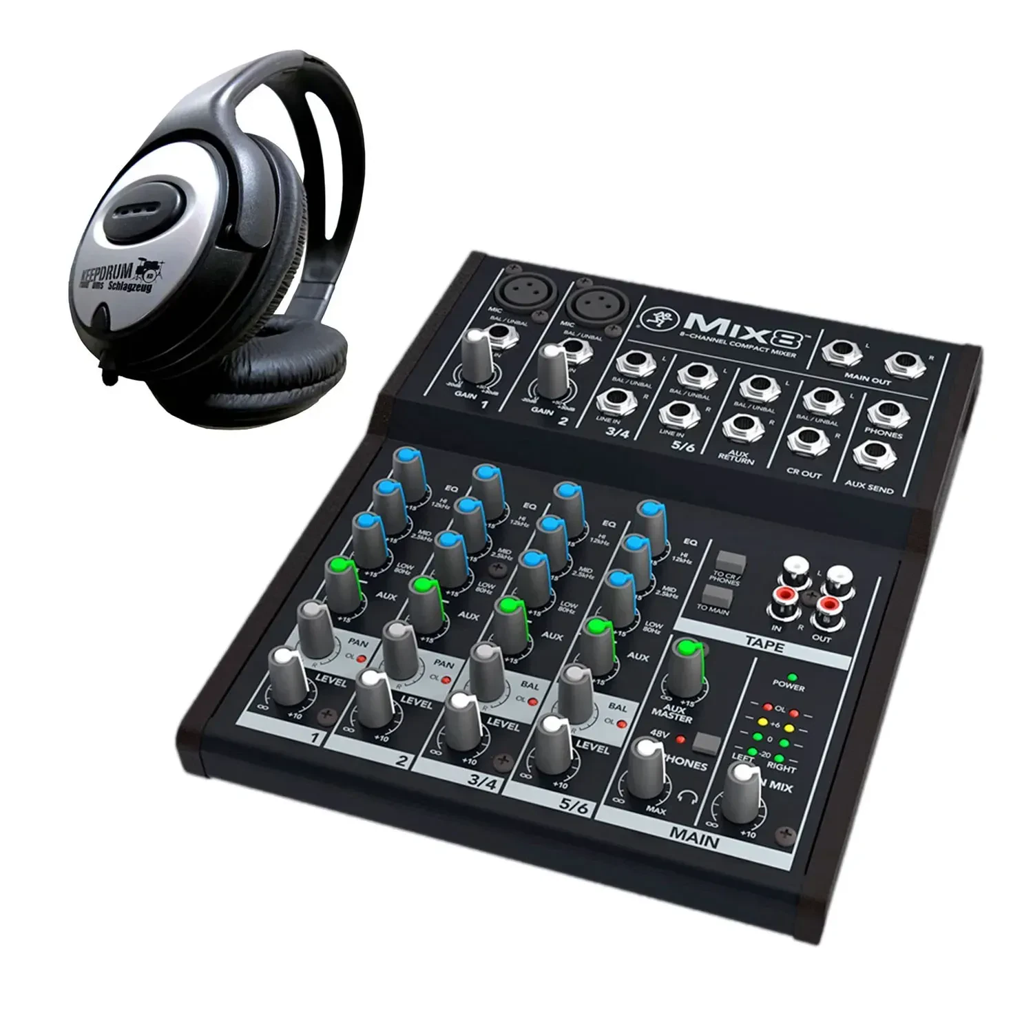 Микшерный пульт Mackie Mix8 8-канальный, аналоговый, с наушниками Keepdrum