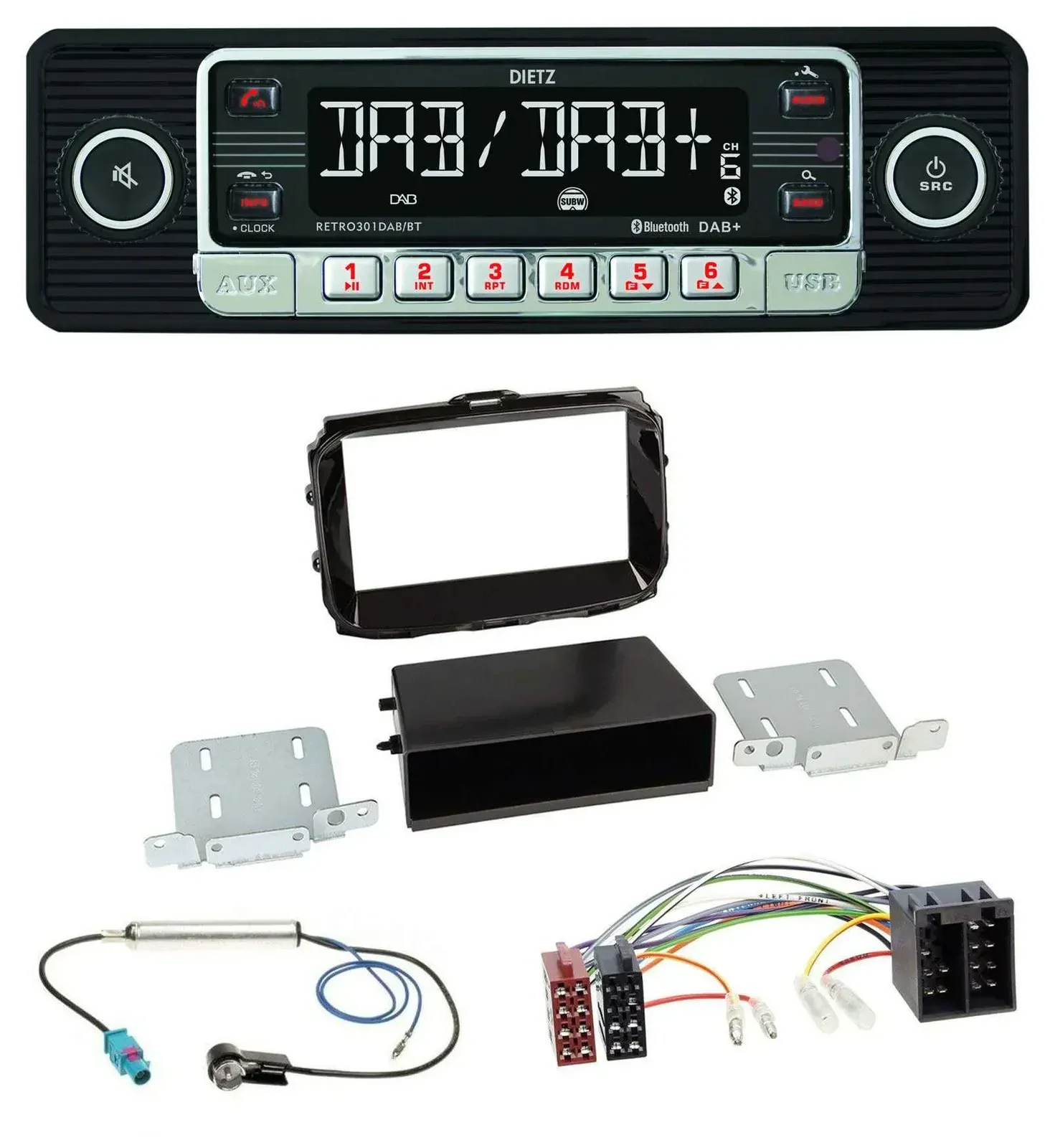 Автомагнитола для Alfa Romeo Giulietta (с 2013) Dietz USB DAB MP3 Bluetooth, ISO, черный (piano black)