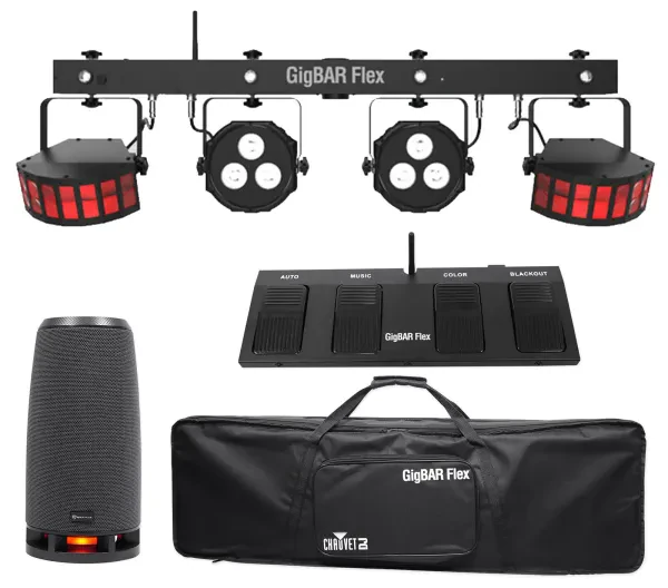 Chauvet DJ GigBAR Flex  w/ (2) Derby+(2) Par Can Lights+Footswitch+RockShip