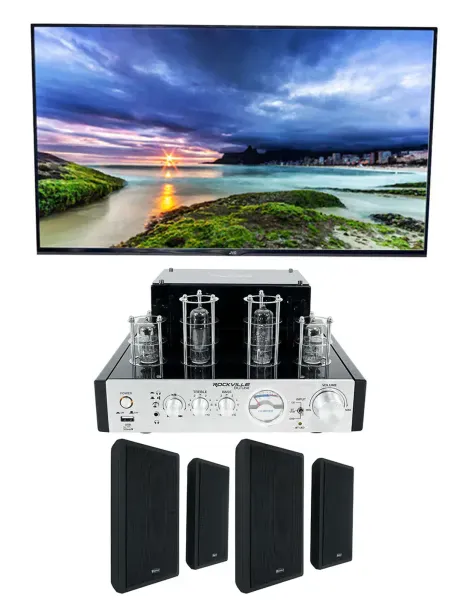 Rockville BluTube Tube Amplifier/Home Theater Bluetooth Receiver+4 Wall Speakers