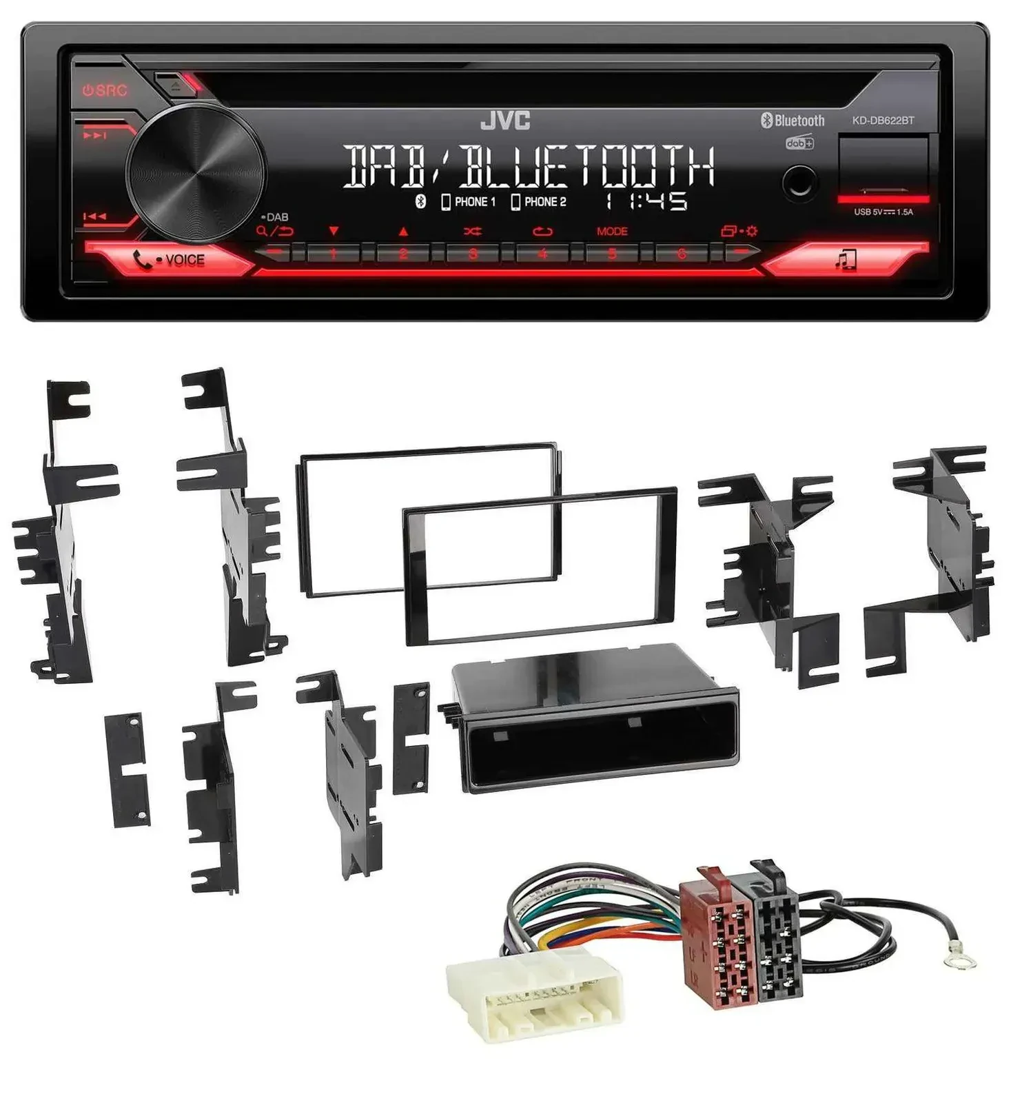 Автомагнитола JVC CD, DAB, USB, Bluetooth, MP3 для Nissan Quest/Rogue (с 2011), Titan (с 2013)