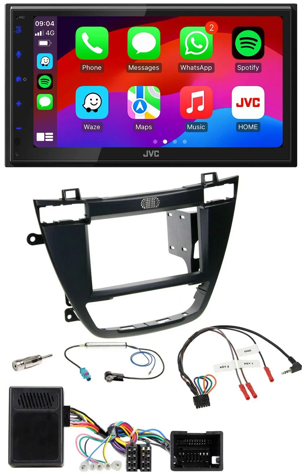 JVC Bluetooth USB Lenkrad 2DIN DAB Autoradio für Opel Insignia ab 08 schwarz